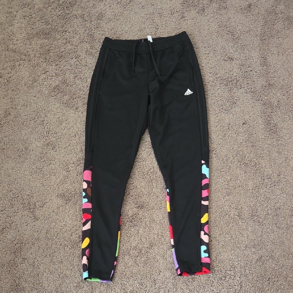 Adidas Mens Rich Mnisi Black Joggers with Colorful Accents